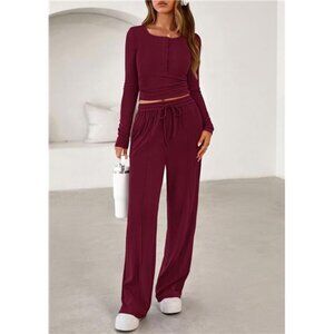 Women's Trendy 2 Piece Outfits Lounge Sets Red